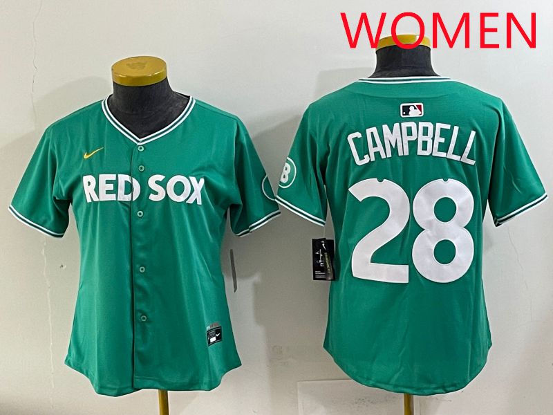 Women 2025 Boston Red Sox #28 Campbell Dark Green Joint Name Nike MLB Jersey style 1->women mlb jersey->Women Jersey